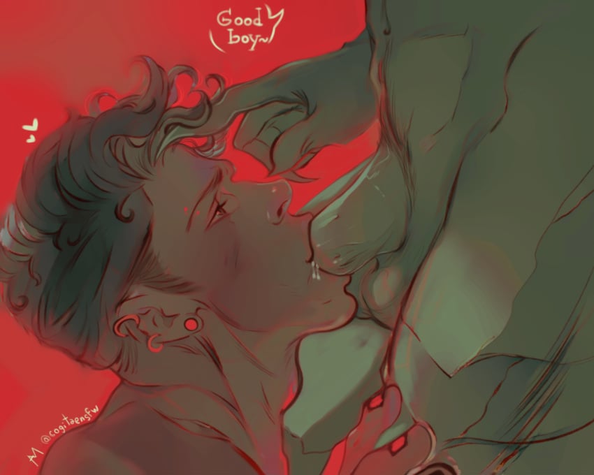 2boys billy_kaplan blowjob blush canon_couple cogitae english_text fellatio gay good_boy hulkling male male/male male_only marvel marvel_comics praise_kink size_difference teddy_altman wiccan yaoi young_avengers