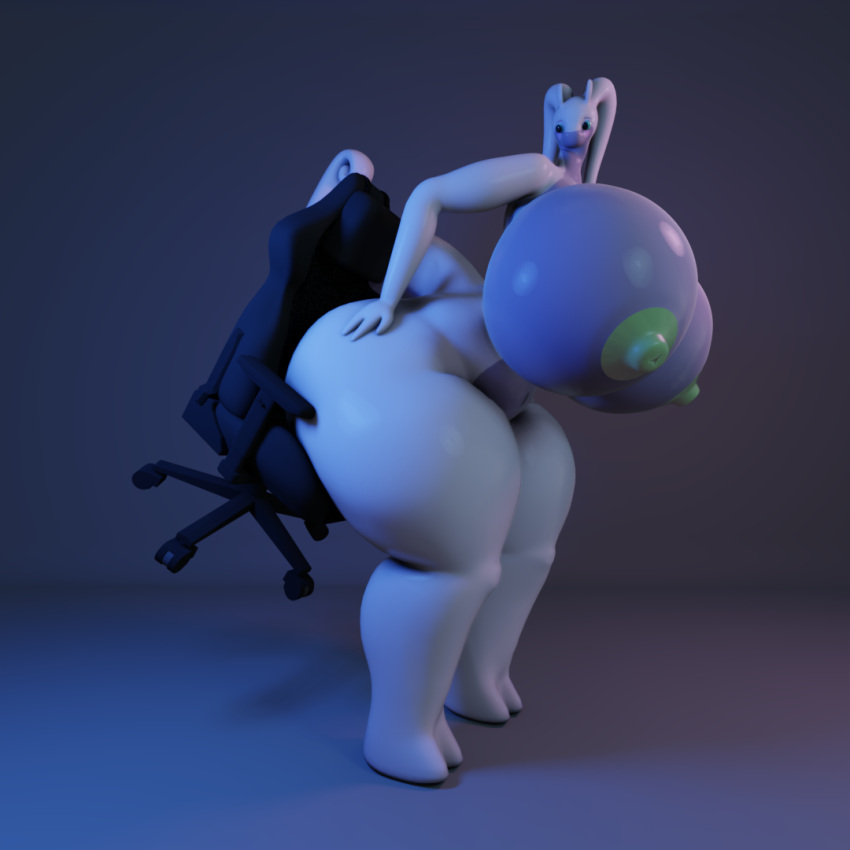 1:1 3d_(artwork) anthro ass big_breasts big_butt blender_(software) breasts chair darkdraketom digital_media_(artwork) female furniture goodra green_nipples multicolored_body nintendo nipples pokémon_(species) pokemon pokemon_(species) purple_body simple_background solo stuck thick_thighs two_tone_body video_games