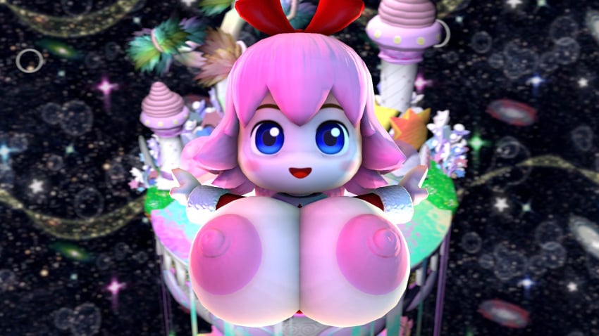 1girls 3d adjajdaks alternate_breast_size anthro fairy female huge_breasts huge_nipples kirby_(series) kirby_64 kirby_64:_the_crystal_shards large_areolae large_breasts puffy_nipples ribbon_(kirby) solo source_filmmaker