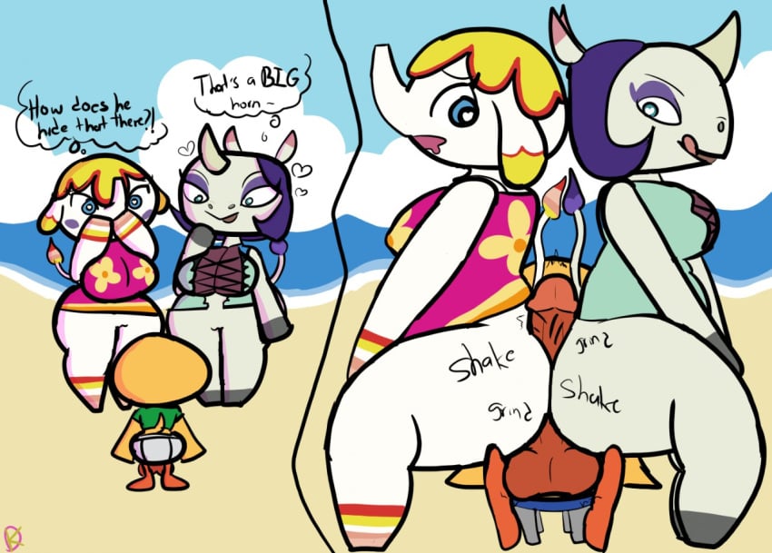 animal_crossing assjob buttjob double_buttjob duck elephant female grinding hot_dogging joey_(animal_crossing) klutzatdusk larger_female margie_(animal_crossing) nintendo penis_awe rhinoceros rhonda_(animal_crossing) small_but_hung small_dom_big_sub