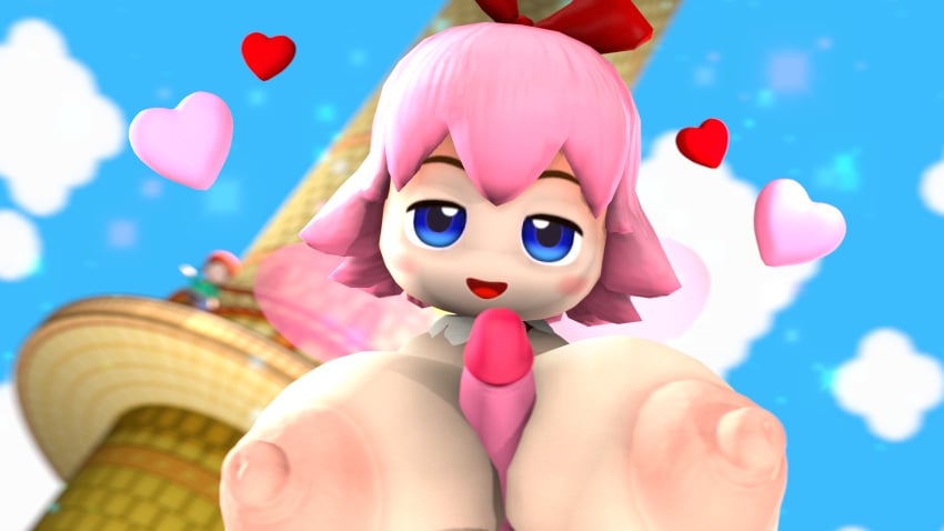 3d adeleine adjajdaks alternate_breast_size anthro fairy huge_breasts huge_nipples kirby kirby_(series) kirby_64 kirby_64:_the_crystal_shards large_breasts large_penis paizuri puffy_nipples ribbon_(kirby) source_filmmaker