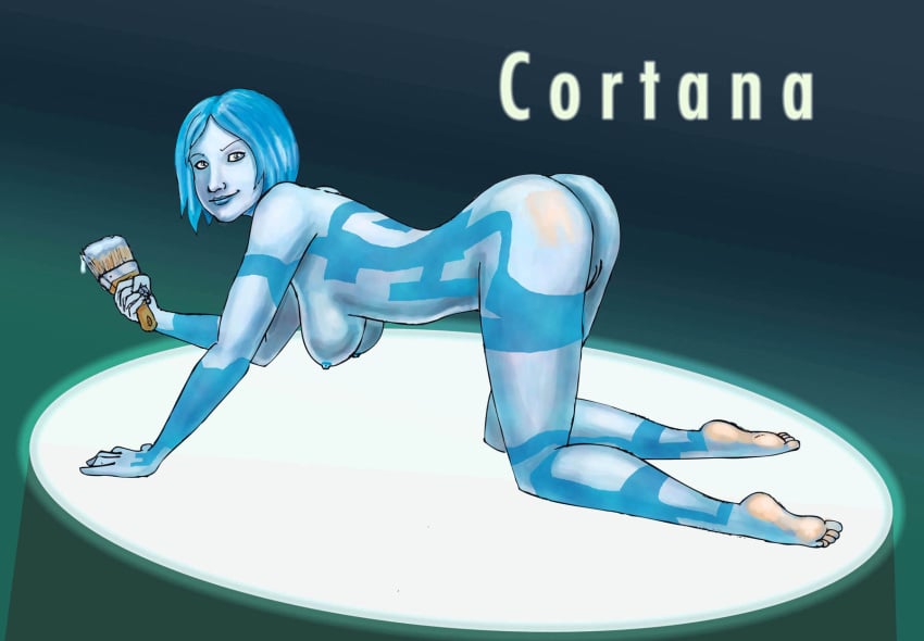 2d artificial_intelligence bodypaint cortana cortana_(cosplay) cortana_v2 crossover female female_focus female_only halo_(game) halo_(series) mrbutt2 tagme