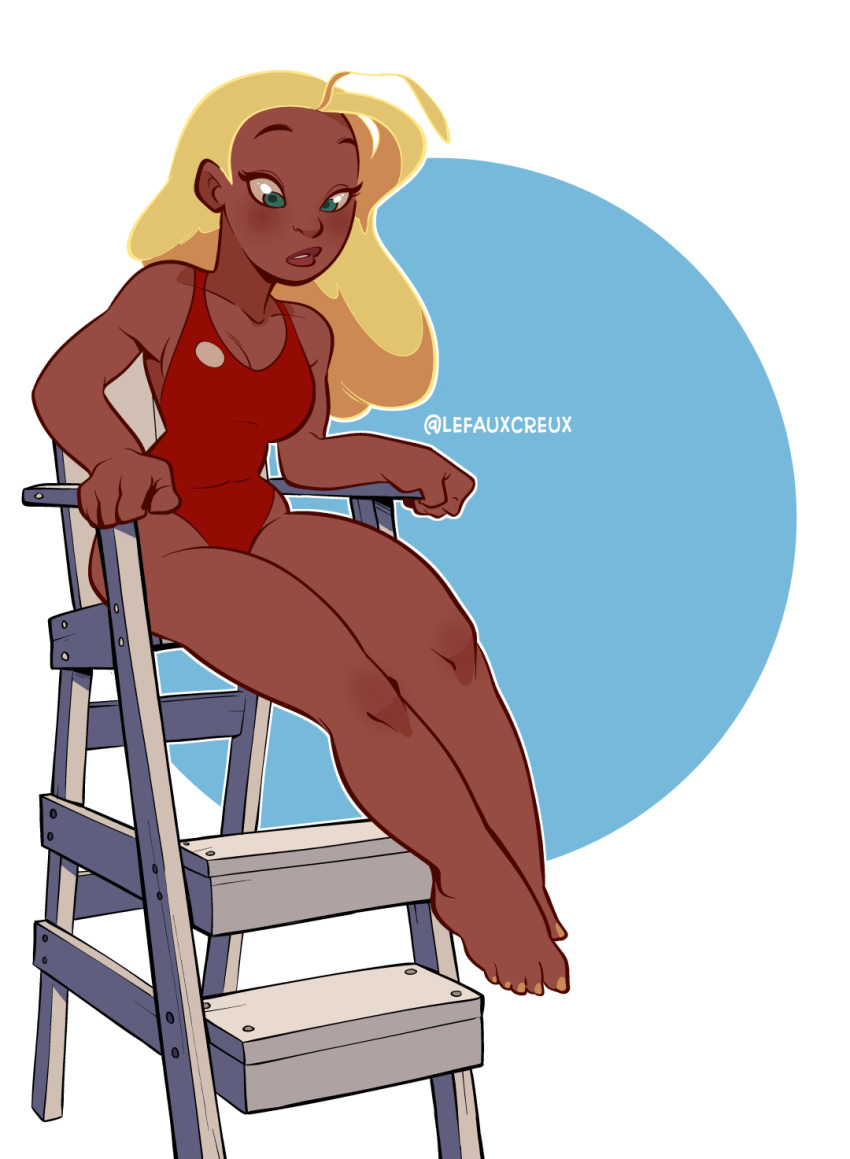 1girls barefoot creux feet female legs lifeguard_(lilo_and_stitch) lilo_and_stitch thick_thighs