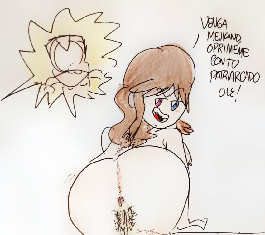 anus ass ass_focus big_ass big_breasts big_butt huge_ass huge_breasts huge_butt looking_back spanish_text traditional_art una_alienada vagina youtube youtuber