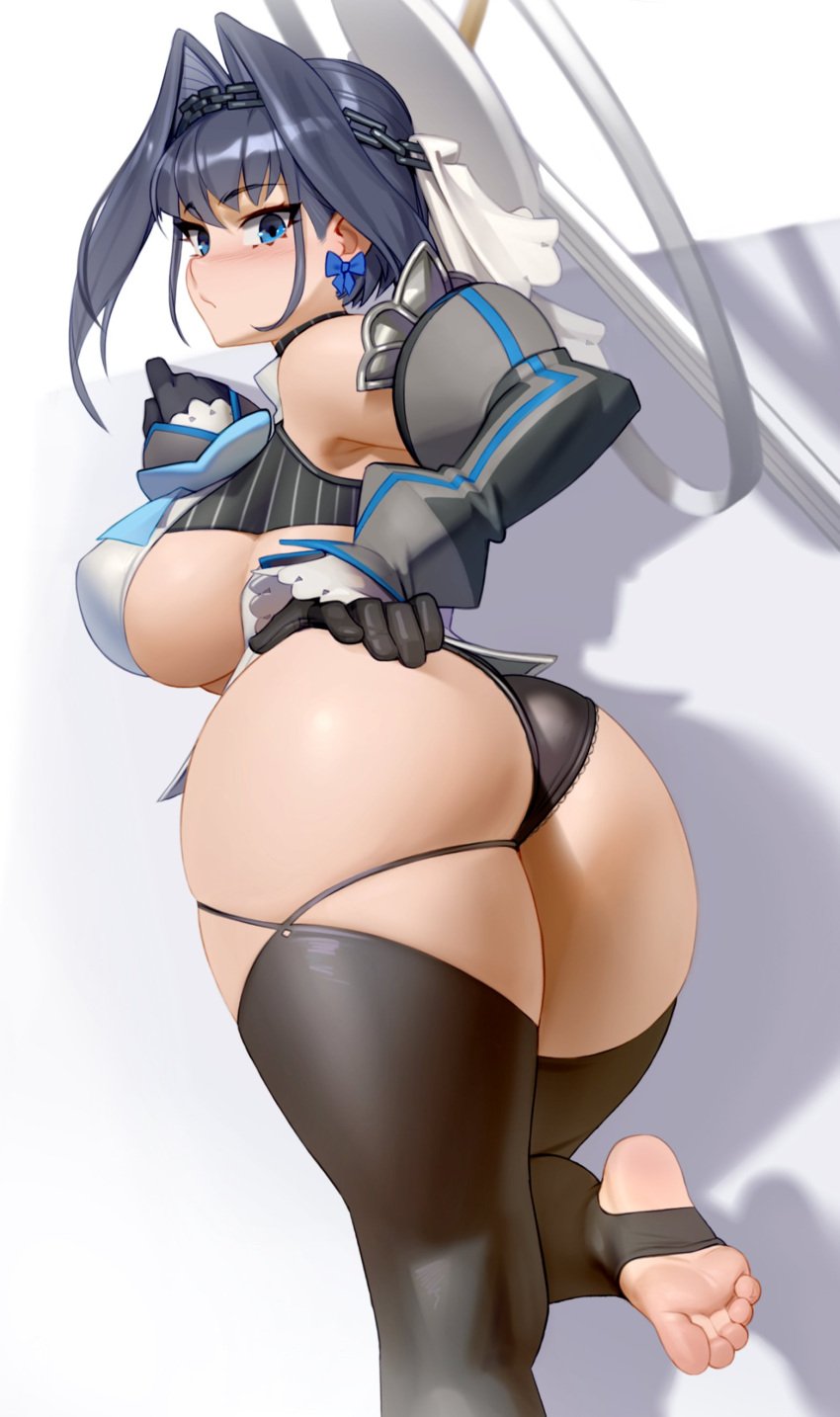 1girls 2021 against_wall armwear ass ass_focus bare_shoulders barefoot big_ass big_breasts big_butt black_legwear black_panties blue_eyes blush breasts dat_ass eyebrows_visible_through_hair feet feet_up female female_focus female_only gloves hand_on_ass hand_on_butt hand_on_own_ass hand_on_own_butt hololive hololive_english hololive_english_-council- hololive_english_-promise- kairuhentai kairunoburogu lace lace-trimmed_panties large_breasts legs_up legwear looking_at_viewer looking_back nipple_bulge no_shoes ouro_kronii panties sideboob simple_background soles solo solo_female solo_focus stirrup_legwear thick_thighs toeless_legwear toes virtual_youtuber vtuber wide_hips youtuber