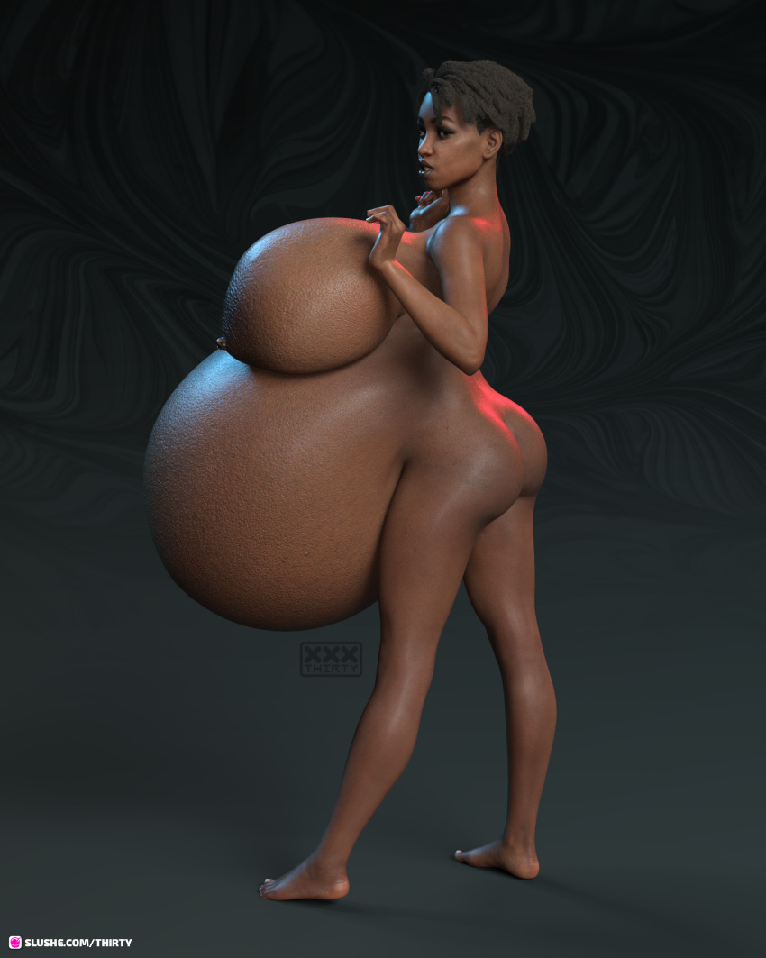 1girls 3d african african_female belly breasts dark-skinned_female dark_skin female female_only huge_belly huge_breasts hyper_belly hyper_pregnancy nude nude_female pregnant ready_to_pop sidebelly solo standing tagme thirty