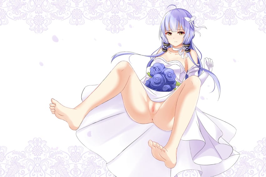 1girls auroraforest blue_hair censored_pussy pussy stardust_(vocaloid) synthesizer_v thighs twintails vocaloid wedding_dress xingchen_(vocaloid) yellow_eyes