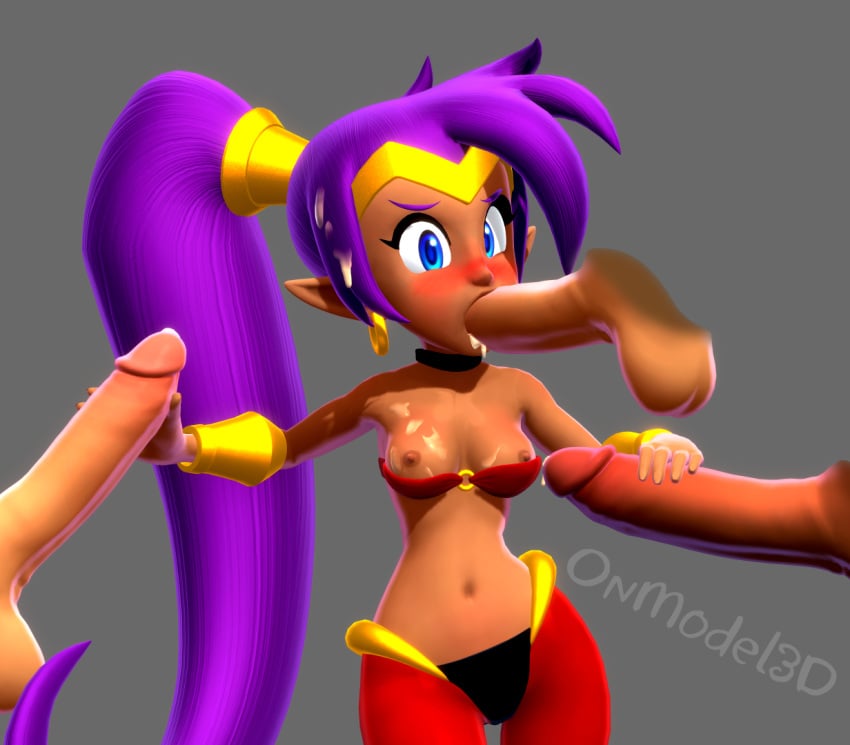 3d blowjob cum disembodied_penis floating_dicks handjob leaking_precum onmodel3d oral oral_sex partial_male self_upload shantae shantae_(character) smooth_skin wayforward