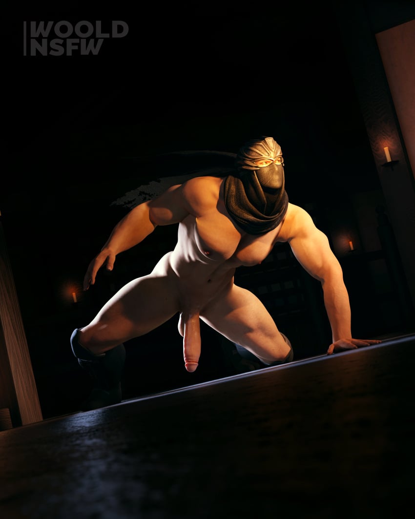 3d bara blender gay huge_cock male_only muscle ninja_gaiden pecs ryu_hayabusa solo_male wooldnsfw