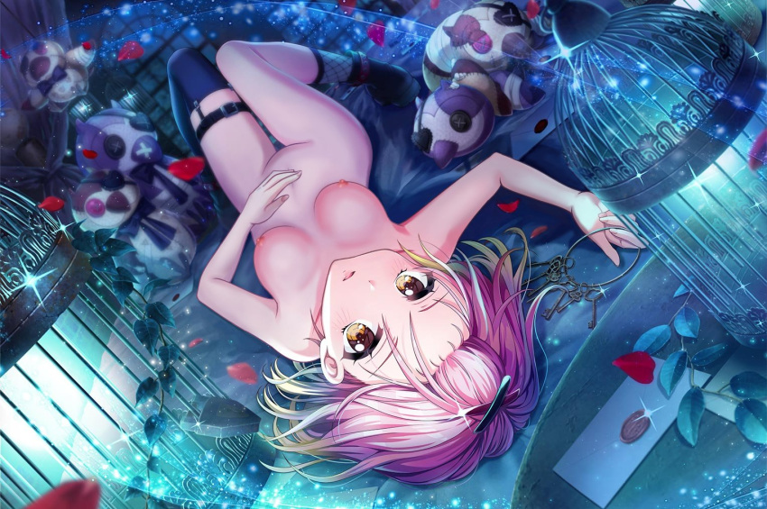 1girls atm_(artist) card_edit d4dj gothic inuyose_shinobu naked_footwear nude