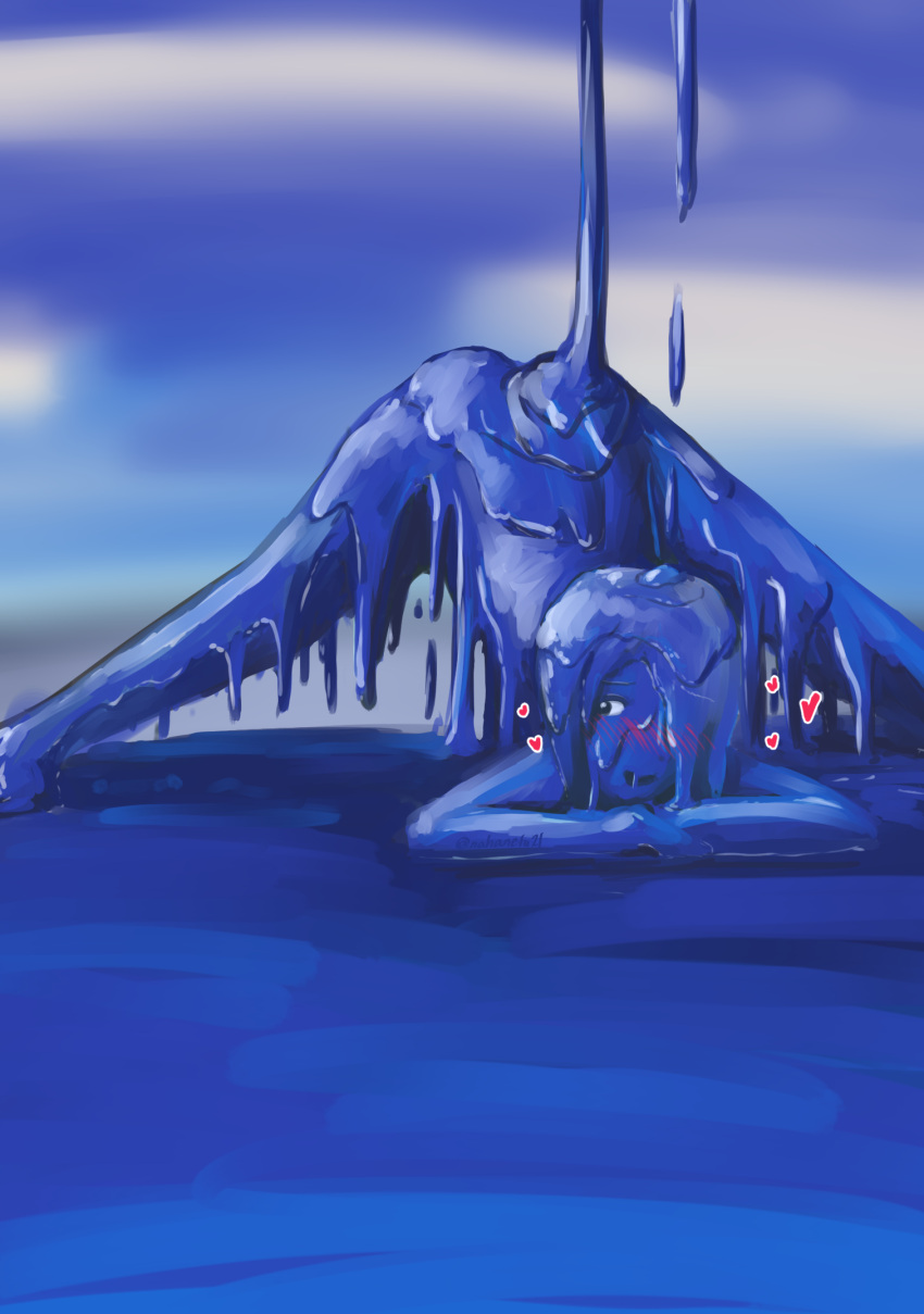 1girls 2021 ass ass_up blush female heart jack-o_pose looking_at_viewer messy nahanefu21 nude original paint solo solo_female wam