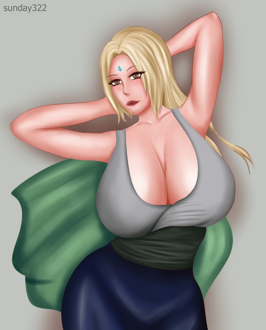 1girls big_breasts blonde_hair breasts brown_eyes cleavage clothed clothed_female clothes clothing female female_only forehead_jewel fully_clothed huge_breasts large_breasts long_hair naruto naruto_(series) naruto_shippuden solo sunday322 tagme tsunade