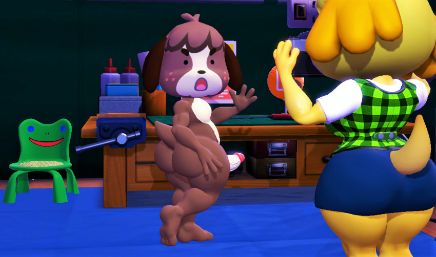 1boy 1girls 3d animal_crossing anthro ass big_ass brother brother_and_sister brown_fur camera chubby chubby_male digby_(animal_crossing) domestic_dog erection female femboy femdom froggy_chair fur furry furry_only gay huge_ass humanoid isabelle_(animal_crossing) male malesub nintendo opposite_sex_twins penis photo shocked siblings sister slightly_chubby surprised tagme yellow_fur