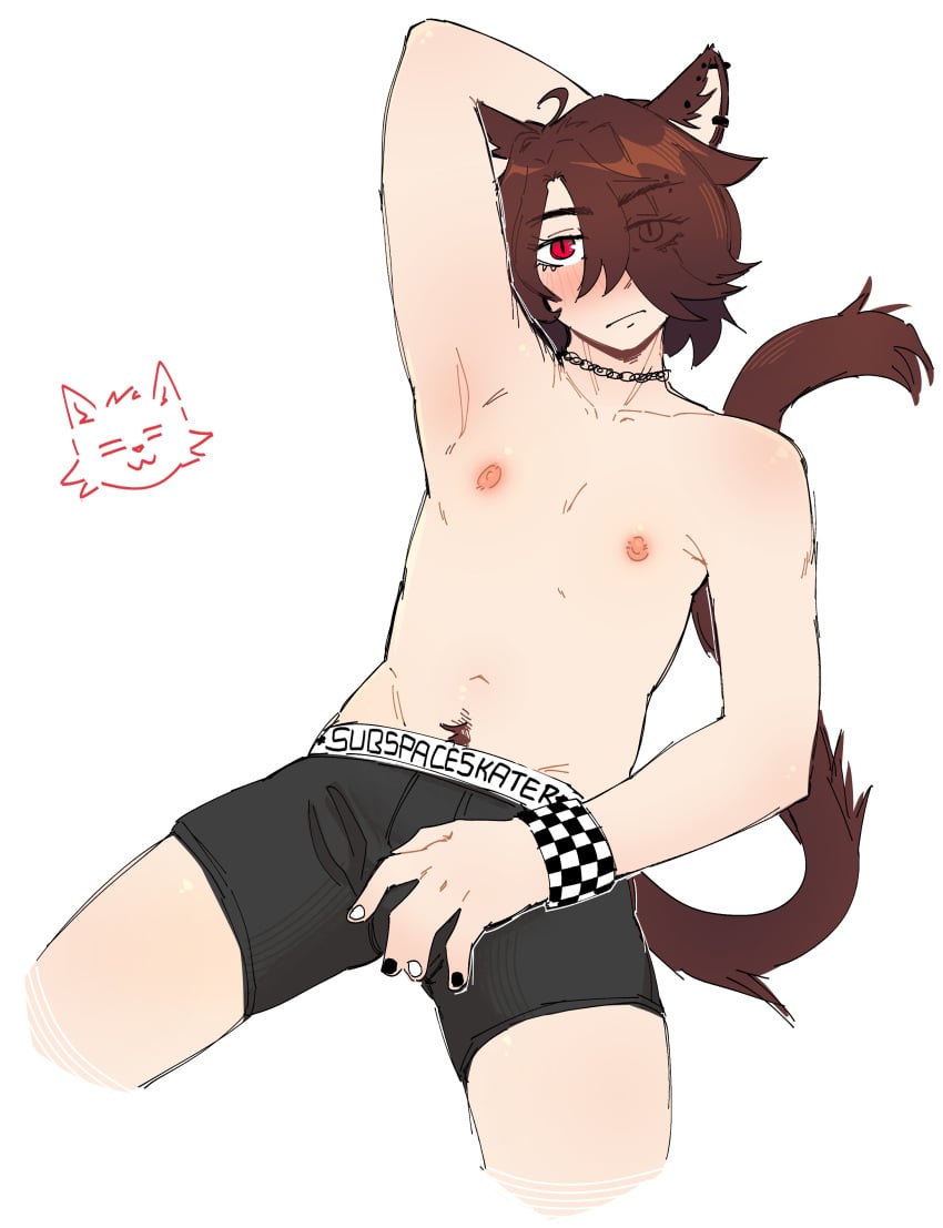 boxers cat_ears cat_tail catgirl flat_chest painted_nails piercing subspaceskater wristband