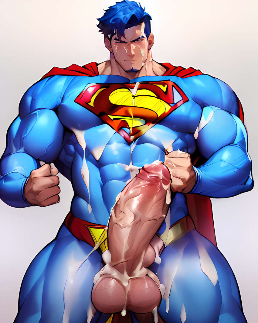 1boy 1human 1male 1man abs ai_generated balls ballsack bara bara_tiddies bara_tits beard biceps big_balls big_biceps big_cock big_dick big_muscles big_penis big_testicles boner cock covered_in_cum cum dc_comics deltoids dick erect_penis erection facial_hair gay hairy large_pecs large_pectorals male male_chest male_focus male_only male_solo man man_boobs man_breasts man_tits manly masculine masculine_male muscle muscles muscular nuts nutsack pecs pectorals penis scrotum solo solo_male superman superman_(series) testicles trapezius veiny_penis wet