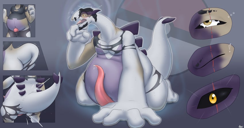 absurd_res ahe_gao amber_eyes animal_genitalia animal_penis beard belly belly_expansion big_belly big_hands black_hair black_sclera bodily_fluids bursting_out_of_clothing cetacean_genitalia cetacean_penis clothed clothing diethyl ear_piercing ear_ring expansion facial_hair feral generation_2_pokemon genital_fluids genitals growth hair hand_in_mouth hi_res human human_to_feral identity_death kneeling kneeling_on_ground leaking_precum legendary_pokemon long_hair long_neck long_penis looking_pleasured lugia male mammal mid_transformation narrowed_eyes nintendo nude open_mouth overweight overweight_feral overweight_male penis piercing pokemon pokemon_(species) pokemon_speak precum precum_on_penis precum_through_clothing ring_piercing saliva solo species_transformation struggling sweat tail tail_growth tail_tenting tailsplosion tapering_penis tongue torn_clothing transformation transformation_sequence weight_gain wet wet_clothing white_body wings