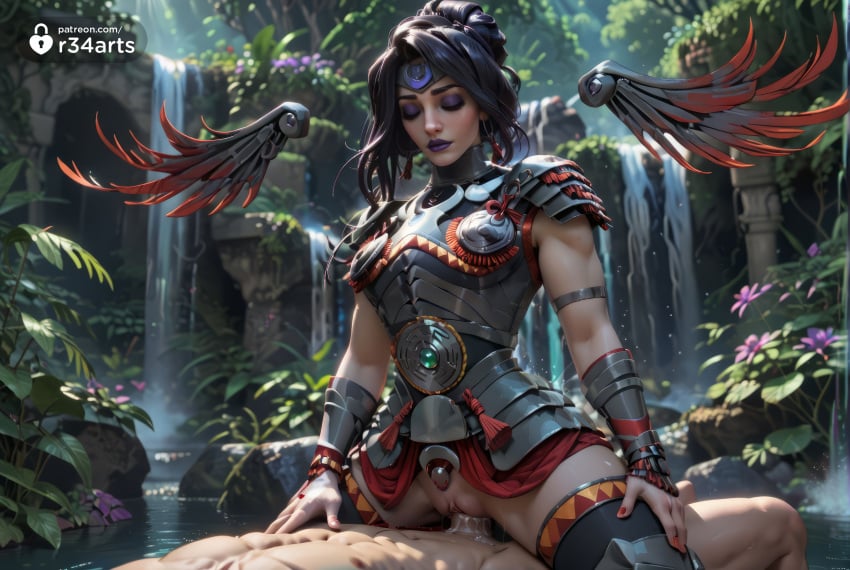 1boy 1boy1girl 1girls ai_generated armor artist_name black_hair closed_eyes cowgirl_position cum cum_in_pussy earrings eyeshadow female hades_(game) hades_2 hi_res jewelry lipstick long_hair makeup male nail_polish nemesis_(hades) nude outdoors penis purple_lips pussy r34arts red_nails sex solo_focus straddling straight thighhighs uncensored vaginal_penetration vaginal_sex water waterfall wings