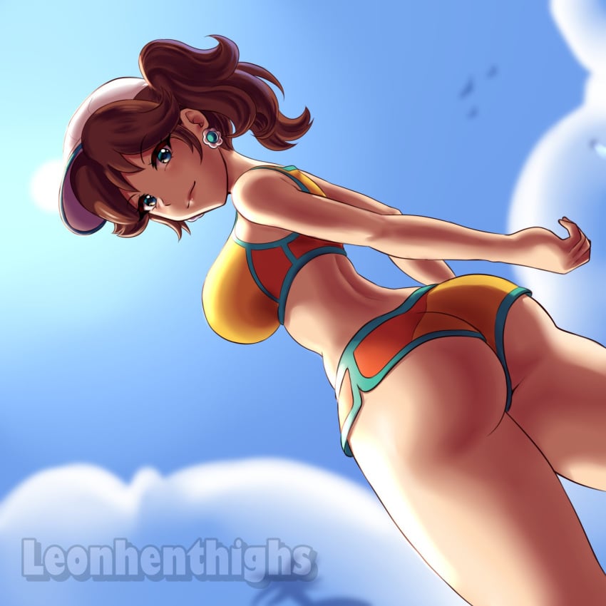 1girls 2025 ass ass_focus big_ass big_breasts big_butt big_thighs blue_eyes breasts brown_hair butt clouds dat_ass day daytime ear_piercing earrings female leonhenthighs long_hair looking_at_viewer looking_back looking_pleasured mario_(series) mario_kart mario_kart_world nintendo official_alternate_costume pony_tail ponytail pov princess_daisy princess_daisy_(swimwear) smile smiling smiling_at_viewer solo solo_focus sun text thick_thighs thighs white_skin white_skinned_female