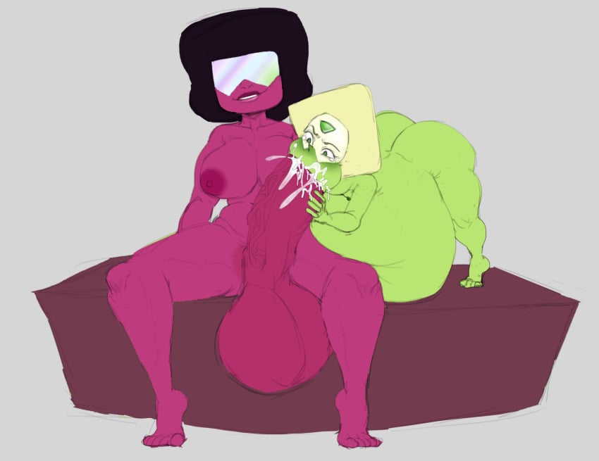 1futa1girl 2girls belly_full_of_cum blowjob cum cum_in_mouth cum_inside cumflation fellatio female futa_on_female futanari garnet_(steven_universe) huge_breasts hyper_balls hyper_penis intersex massive_belly mouthful peridot_(steven_universe) shortstack steven_universe wobblinggut
