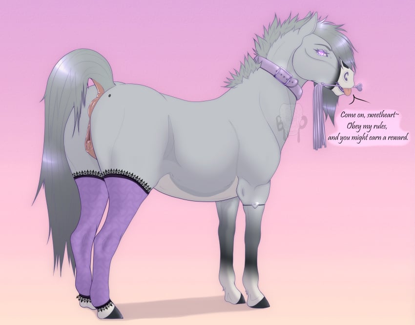 absurd_res animal_genitalia animal_pussy animal_vulva baohellhound bondage dominant dominant_female dominatrix english_text equid equine equine_genitalia equine_pussy equine_vulva female feral genitals hi_res hooves horse leather mammal seductive solo syrra teasing text vibes