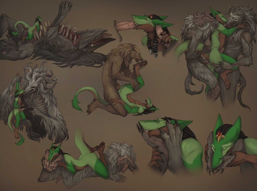 anal anal_sex anthro claws creepy_gun duo extreme_french_kiss feet foot_fetish foreskin foreskin_play french_kissing genitals handjob hi_res holding_penis kissing male oral pawpads penetration penile penis sergal sex size_difference tongue_in_foreskin uncircumcised