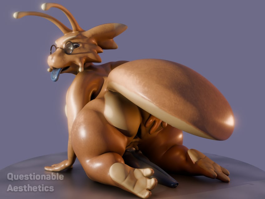 3_fingers 3_toes 3d_(artwork) 4:3 absurd_res antennae_(anatomy) anthro anus ass banana_slug benny_(questionable_aesthetics) blender_cycles blue_penis blue_tongue digital_media_(artwork) erection eyewear feet fingers gastropod genitals glasses herm_(lore) hi_res male mollusk orange_body penis presenting presenting_anus presenting_hindquarters questionable_aesthetics_(artist) simple_background slightly_chubby slug solo spread_anus spreading tail tapering_penis thick_tail thick_thighs toes tongue tongue_out unusual_anatomy unusual_genitalia unusual_penis wearing_glasses wide_hips yellow_butt