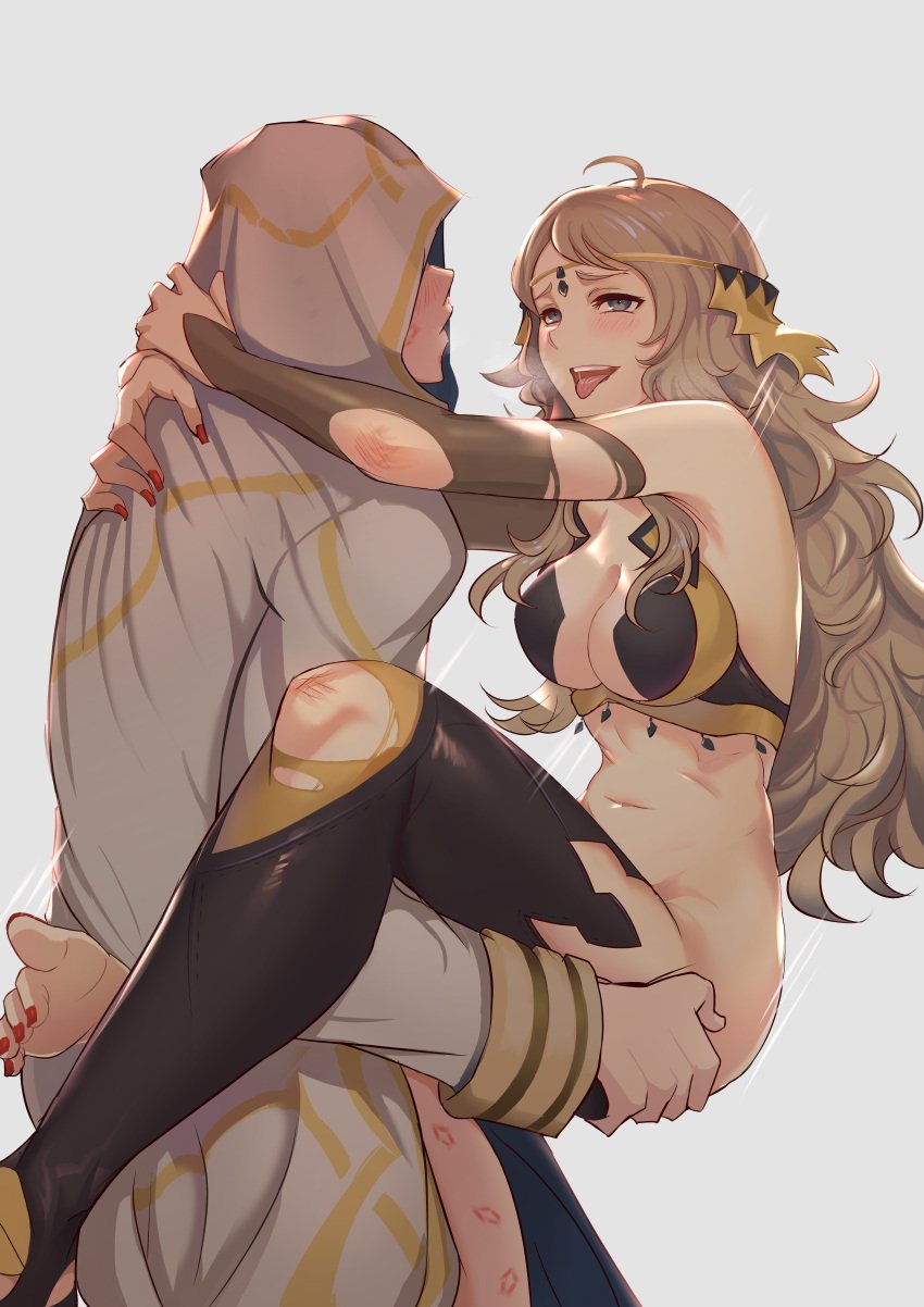 1boy 1girls absurdres ahoge armpits bangs bare_shoulders blonde_hair bridal_gauntlets circlet commission commissioner_upload feet female fire_emblem fire_emblem_fates fire_emblem_heroes heavy_breathing highres kiran_(fire_emblem) kiran_(fire_emblem)_(male) leg_lock light-skinned_female light-skinned_male light_skin lipstick_mark long_hair nail_polish navel nintendo nipples open_mouth ophelia_(fire_emblem) red_nails sex shiro_font straight thighhighs tongue tongue_out