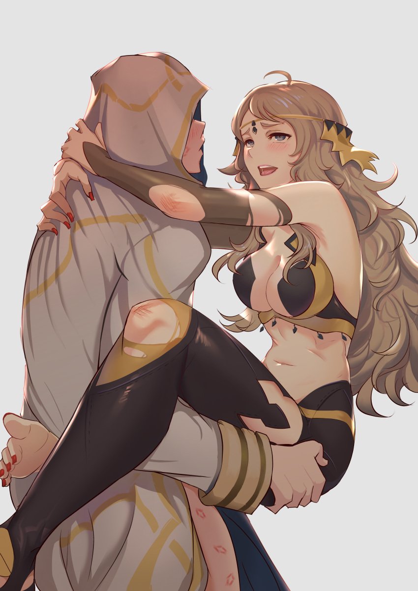 1boy 1girls absurdres ahoge armpits bangs bare_shoulders blonde_hair bra bridal_gauntlets circlet commission feet female fire_emblem fire_emblem_fates fire_emblem_heroes highres huge_filesize kiran_(fire_emblem) kiran_(fire_emblem)_(male) light-skinned_female light-skinned_male light_skin lipstick_mark long_hair nail_polish navel nintendo open_mouth ophelia_(fire_emblem) red_nails sex shiro_font straight thighhighs torn_clothes torn_legwear underwear