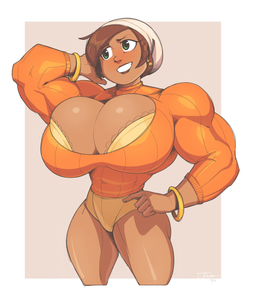 big_breasts jonpadraws juice_girls muscular muscular_female pumpkin_spice_(jonpadraws) shortstack