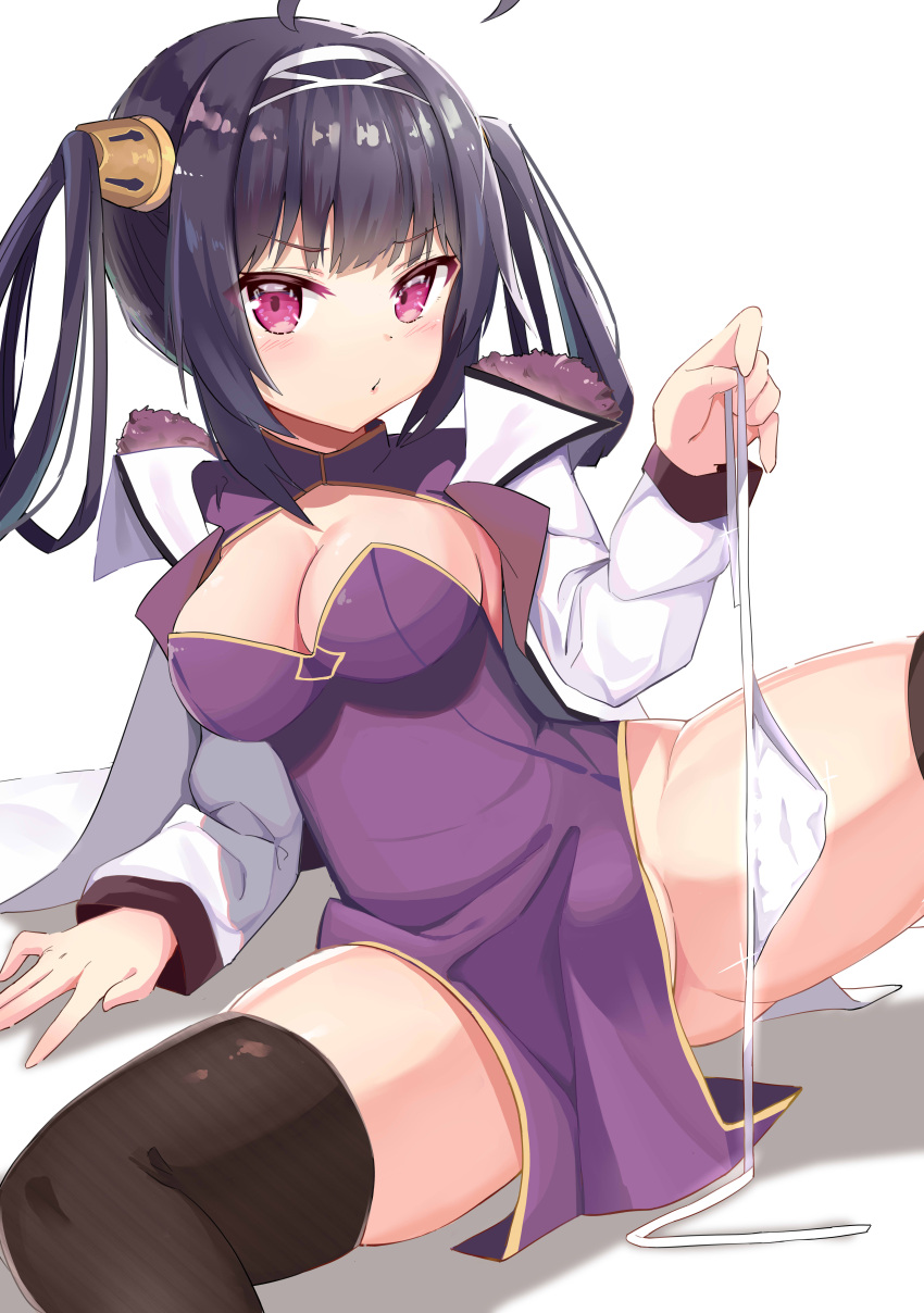 adult ass azur_lane big_breasts black_hair blush breasts chinese_clothes ks_all ning_hai_(azur_lane) panties purple_eyes thick_thighs thighhighs thighs