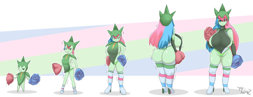 1girls anthropomorphization ass ass_expansion breast_expansion breasts female female_only growth huge_ass huge_breasts nintendo pokemon roselia sideboob solo solo_female thatfreakgivz thick_thighs transformation transformation_sequence wide_hips