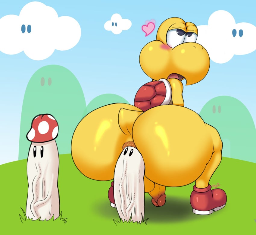 anal anal_insertion anthro anus ass balls big_ass big_butt big_penis black_eyes blush boots bottom_heavy butt dildo_sitting eyes_rolling_back fat_ass femboy gay girly half-closed_eyes heart huge_ass huge_butt humanoid koopa_troopa male male_only mario_(series) mushroom mushroom_in_ass mushroom_penis nintendo non-human non-human_only open_mouth outdoors penis shell short_tail solo_focus squatting super_mario_bros. tail thick_ass turtle video_games yellow_body zeriie