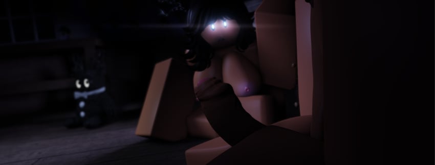 1girls ashley_parks boobs_out breasts comic_panel crawling dangling_breasts female looking_at_viewer makeup naked naked_female reaching_out reaching_towards_viewer roblox roblox_avatar roblox_game roblox_myth roblox_studio robloxian solo solo_female solo_focus the_hazarrow_family the_hazarrow_redemption tv tv_screen