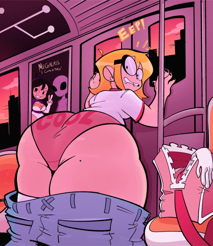 1girls ass big_ass embarrassed female panties subway tagme toastietv wardrobe_malfunction