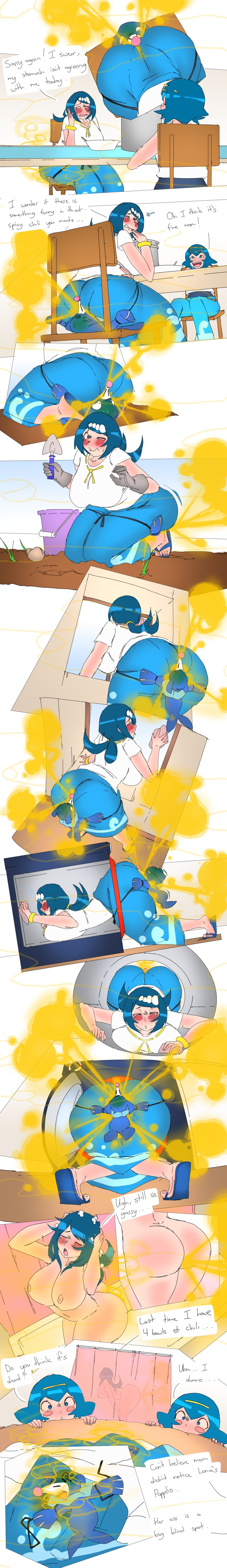 ass ass_focus blue_hair face_in_ass facesitting fart fart_fetish fart_filter fart_sniffing fart_torture farting_in_face farting_on_face generation_7_pokemon lana's_mother_(pokemon) lana_(pokemon) lazei pokemon popplio unaware