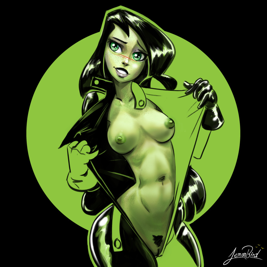 black_hair busty disney disney_channel female female_focus female_only green_eyes hourglass_figure inkycharland kim_possible lemonbird long_hair nipples pale-skinned_female pale_skin shego tagme wide_hips