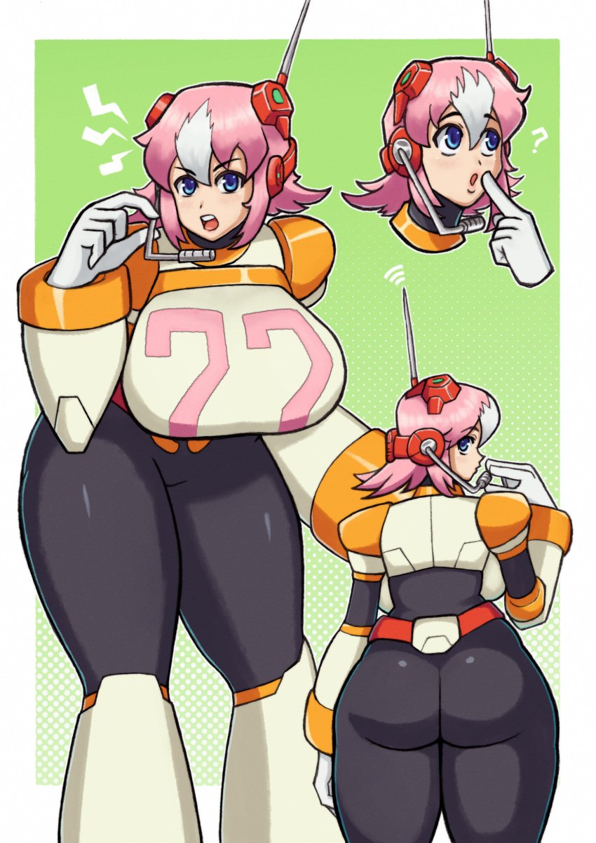 1girls ass back big_ass bodysuit joyfuljoe large_breasts mega_man mega_man_x nana_(mega_man) thick_thighs thighs