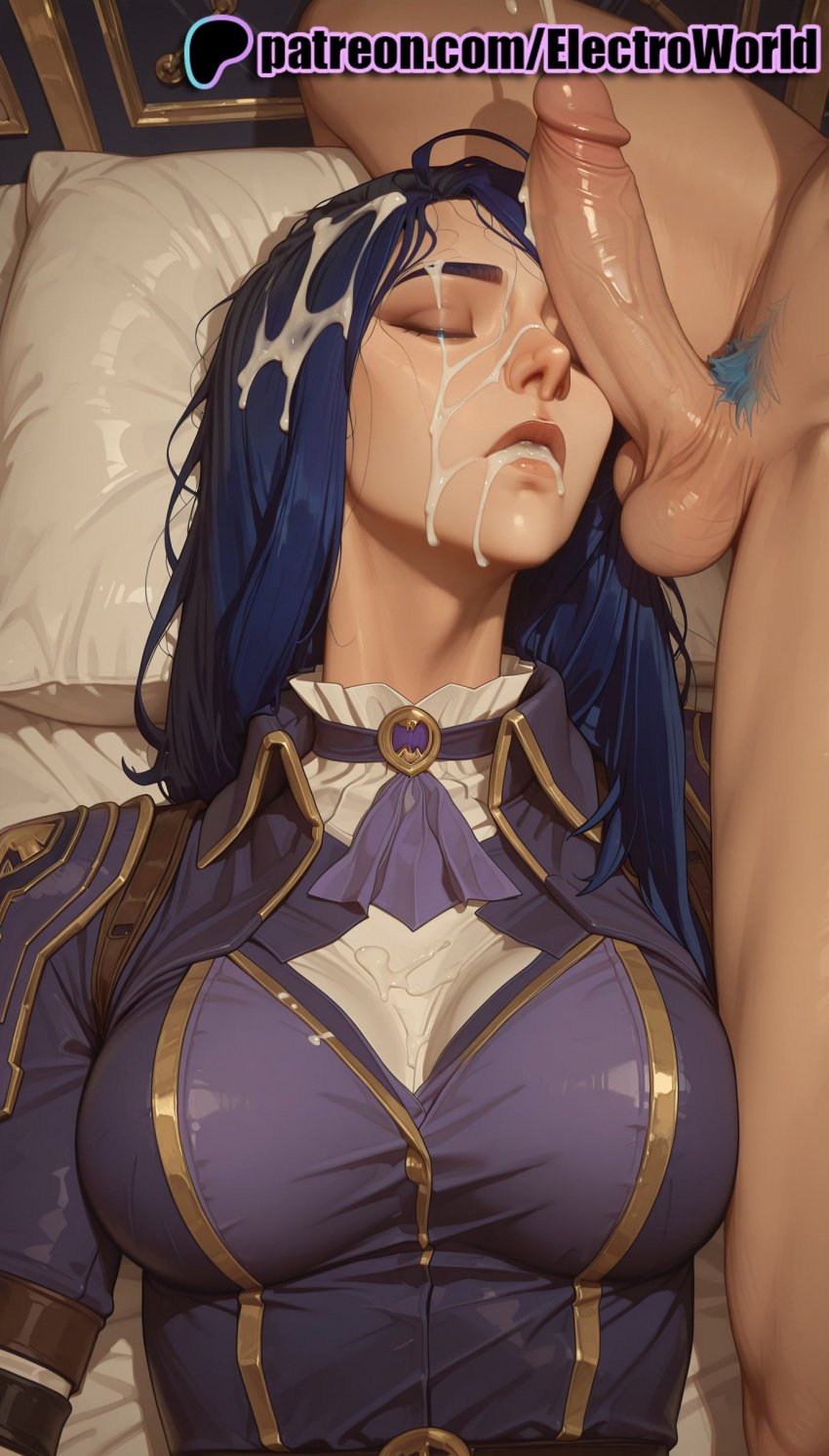 1boy 1girls 2025 after_fellatio ai_generated arcane arcane_caitlyn artist_name balls big_breasts big_chest black_hair breasts bust busty caitlyn_kiramman chest clothed_female_nude_male cock cum cum_on_clothes cum_on_penis dark_skin dick ejaculation electroworld erection facial female foreskin hi_res high_quality high_resolution highres large_breasts large_penis league_of_legends lips long_hair male male_pubic_hair nude patreon patreon_username penis penis_awe penis_on_face pillow pubic_hair riot_games solo_focus stable_diffusion straight testicles uncensored uncircumcised watermark