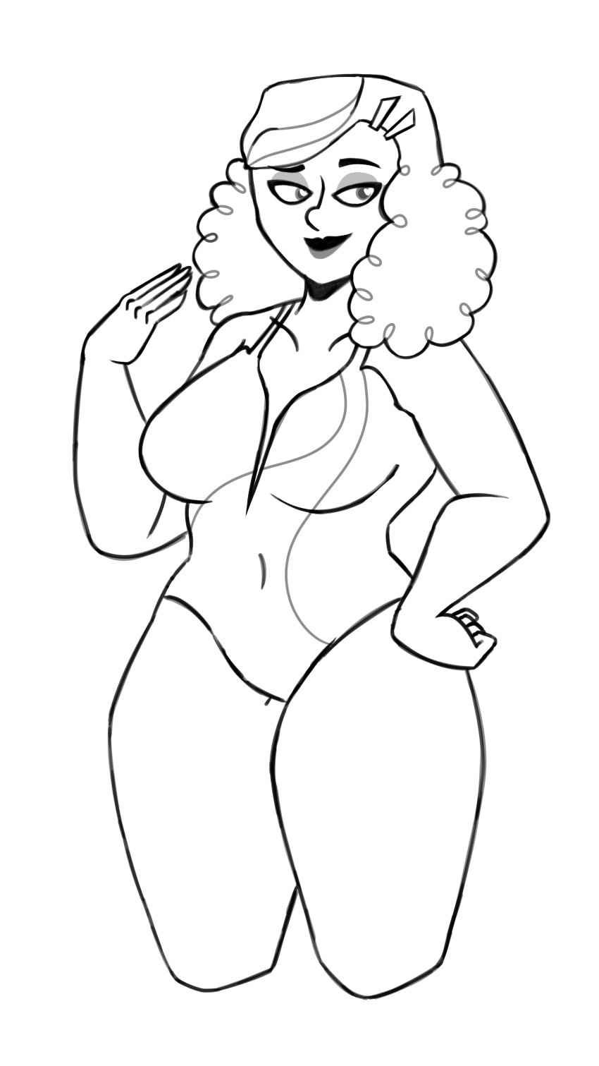 bathing_suit exotic_escapade female female_focus female_only fluffy_hair hairclip hairclips shirley_rossi solo swimsuit swimwear that_dan_guy