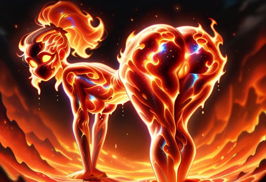 1girls ai_generated anus ass bent_over breasts darkeffect elemental_creature elemental_humanoid female female_focus female_only fire fire_creature fire_hair fire_humanoid flame flames nude presenting presenting_hindquarters pussy solo solo_female solo_focus
