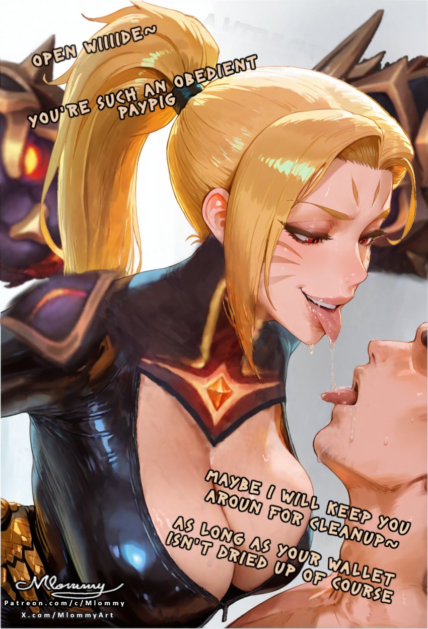 1girls after_blowjob ai_generated arm_up bodysuit cleavage crushing_balls cuckold cuckolding cum cum_cleanup cum_kiss eating_cum english_text facial_markings female female_focus female_only femdom femdom_caption findom flashing flipping_off hall_of_legends handjob heels immortalized_legend_kai'sa inviting kai'sa laugh laughing laughing_at_viewer league_of_legends middle_finger mlommy mocking money ntr ojou-sama_pose orgasm orgasm_denial payment paypig prostitution red_eyes sadism sadistic_girl sadistic_smile small_penis small_penis_humiliation spit spitting spitting_in_mouth stepping_on_penis teasing text thick_thighs tiny_penis unzipped_bodysuit wide_hips wink yandere