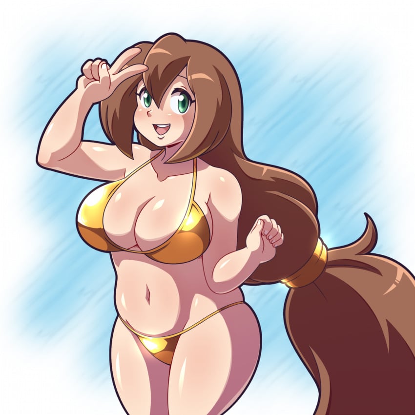 bikini golden_bikini golden_week hyoumaru iris_(mega_man) mega_man mega_man_x slightly_chubby