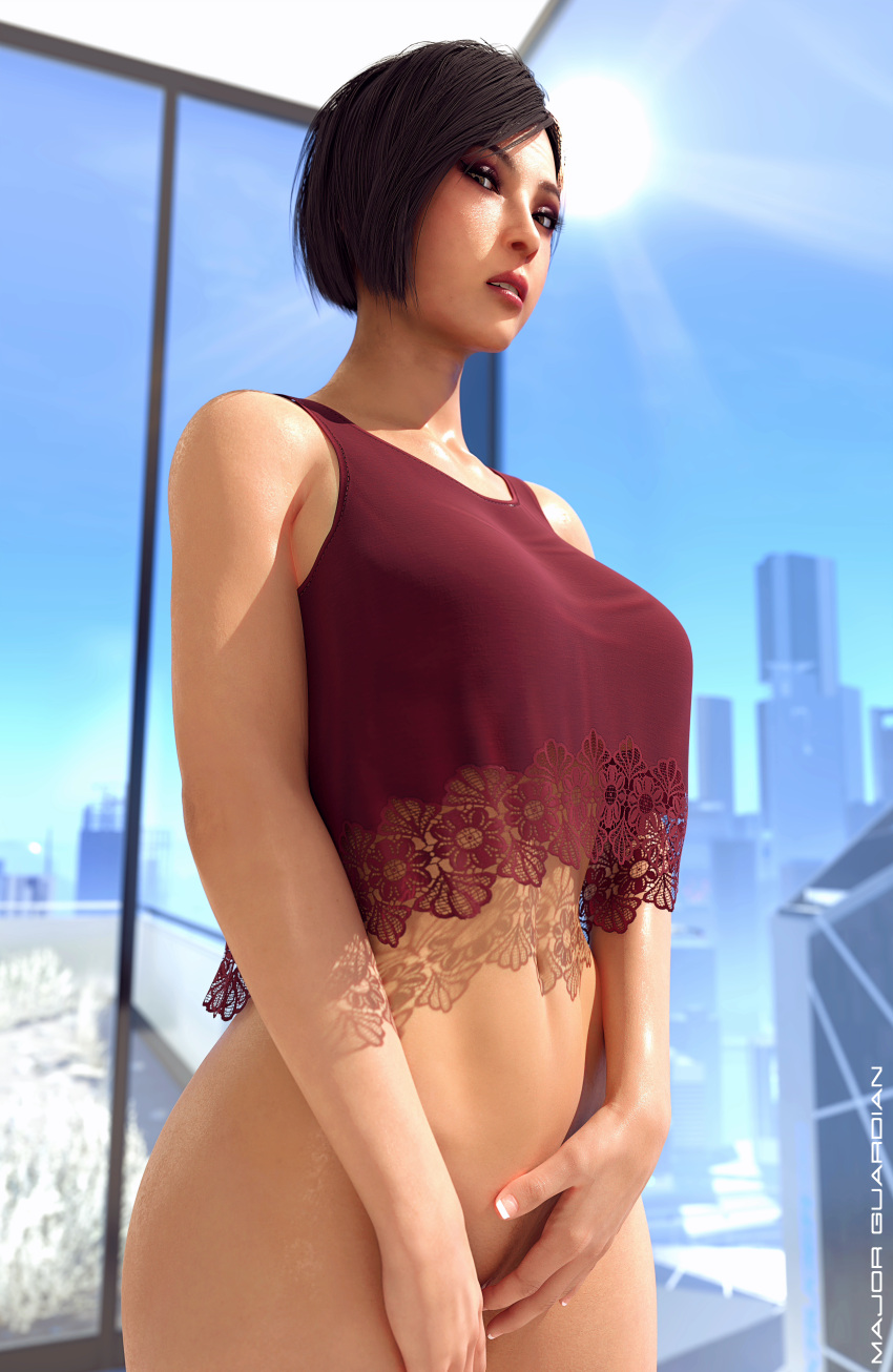 1girls 3d ada_wong ada_wong_(adriana) bottomless capcom casual casual_exposure casual_nudity covering_crotch female female_focus female_only lingerie major_guardian resident_evil resident_evil_2 resident_evil_2_remake solo