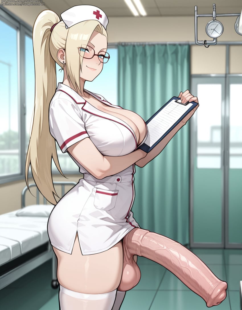 ai_generated futanari grapesss horsecock_futa ino_yamanaka intersex light-skinned_futa naruto