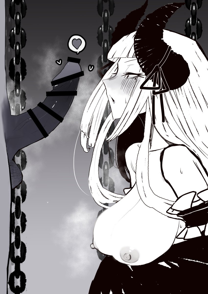 breasts completely_nude completely_nude_male demon_girl demon_horns labyrinth_of_refrain large_breasts morotom0shinaba nippon_ichi_software penis sacra_(labyrinth_of_refrain)