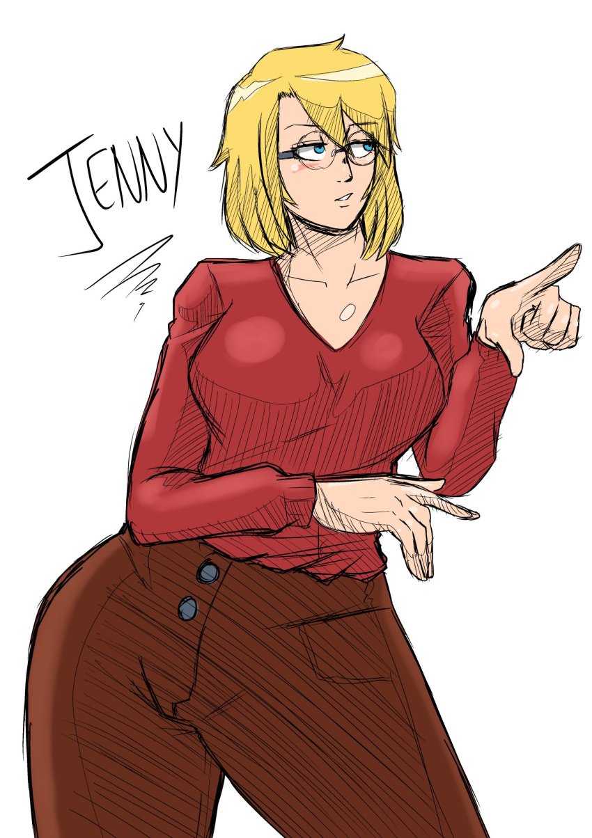 big_ass big_breasts big_butt blonde_hair blue_eyes estella_comics glasses huge_ass huge_butt huge_thighs jenny_(mrestella) mannyestella mrestella oc original original_character thick_ass thick_thighs