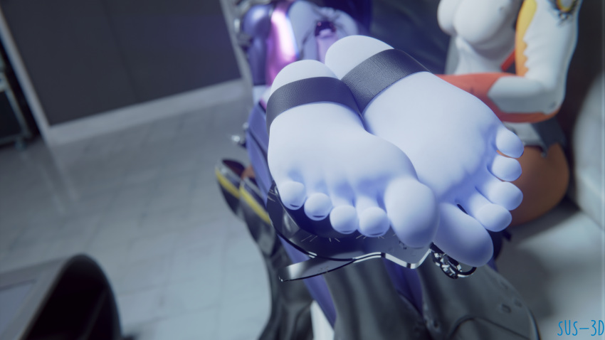 3d anal ankle_cuffs dildo feet foot_fetish foot_focus mercy overwatch soles stirrup_legwear sus-3d widowmaker