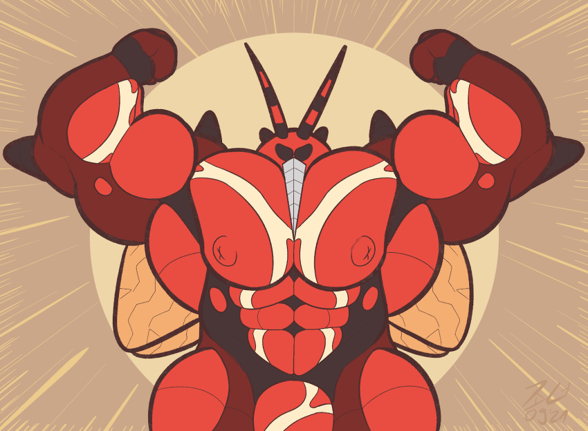 abs anthro arthropod biceps biceptember buzzwole dipteran flexing flexing_bicep hi_res humanoid hyper insects kalt-jn male male_only mosquito muscular nintendo nipples pecs pokemon solo ultra_beast video_games