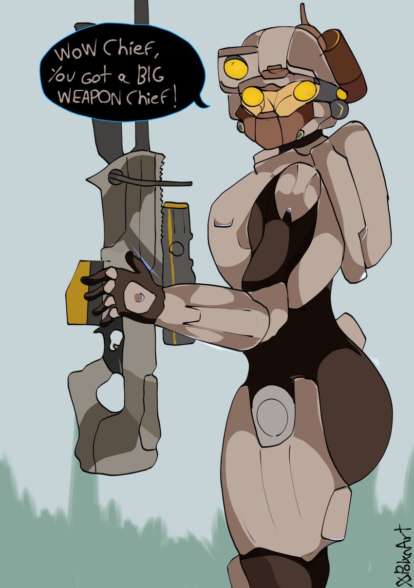 big_ass big_butt dialogue english_text female_spartan_(halo) focus_on_ass halo_(game) halo_(series) linda-058 meme polxnart_(artist) power_armor simple_background sniper_rifle spartan_(halo) talking_to_viewer text text_bubble