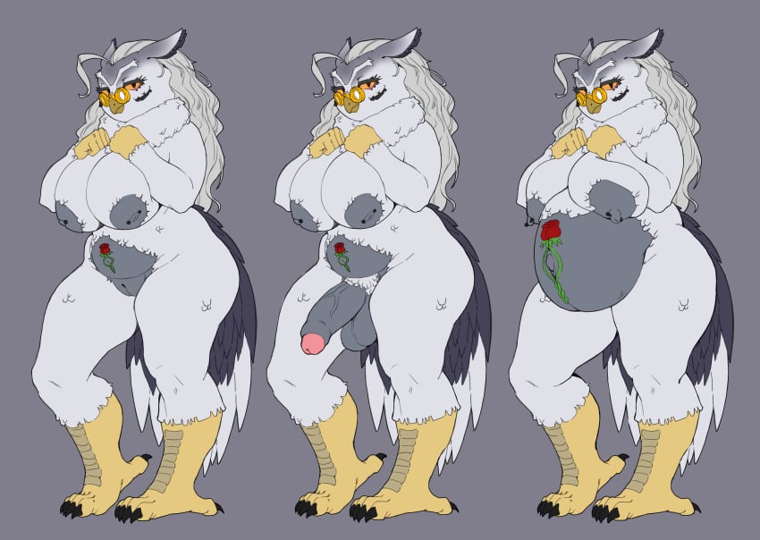 absurd_res anthro avian bird eyewear female glasses gynomorph hi_res humanoid intersex nipple_piercing nipples owl piercing pregnant pregnant_female pubic_tattoo reedha_glass stomach_tattoo viiflagellant